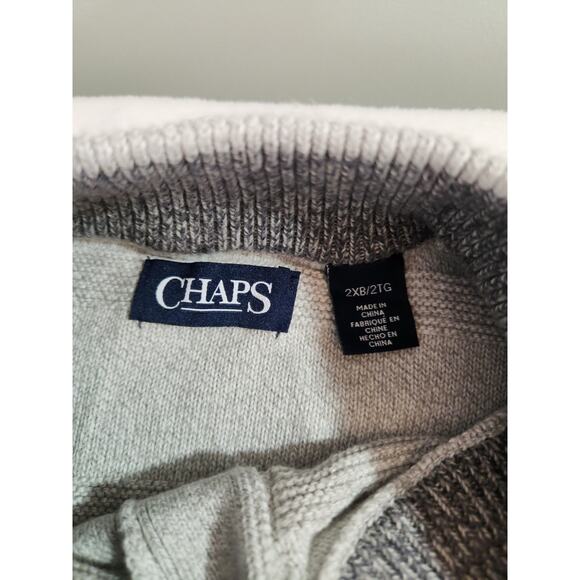 Chaps 1/4 Button Sweater Mens 2XB 2XL Big Beige Gray Long Sleeve Dadcore 90s Y2k - Picture 2 of 12